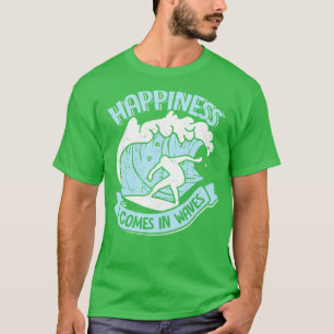 Camiseta Happiness Comes In Waves Surfing Surfer Gift 