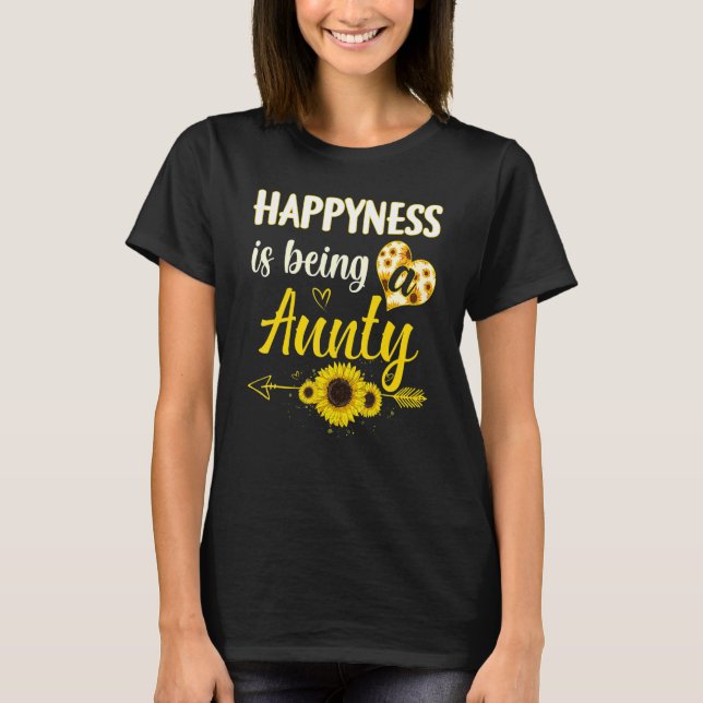 Camiseta Happiness Is Being A Aunty Sunflower Grandma Mothe (Frente)