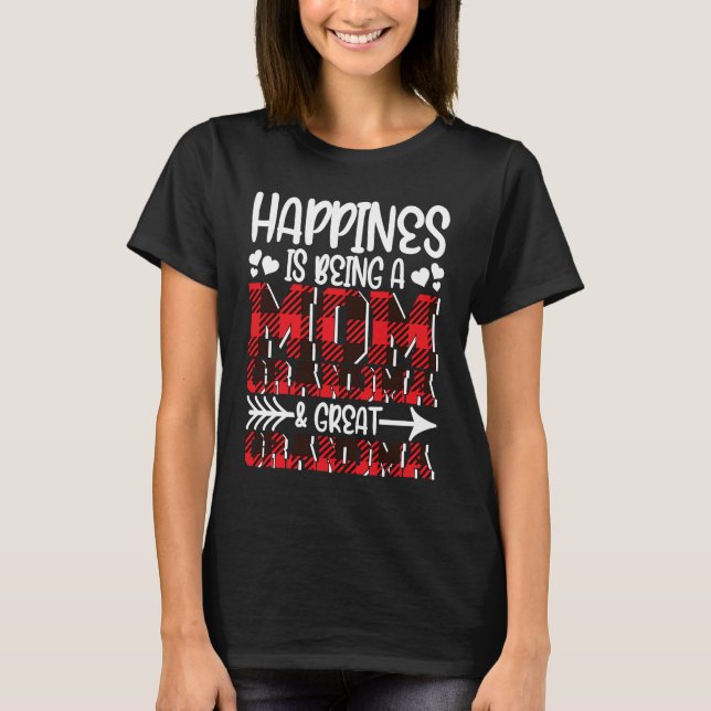 Camiseta Happiness Is Being A Mom Great Grandma Motherss Da (Frente)
