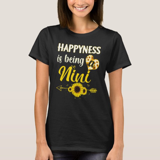 Camiseta Happiness Is Being A Nini Sunflower Grandma Mother (Frente)