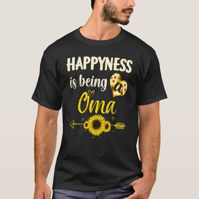Camiseta Happiness Is Being A Oma Sunflower Grandma Mother' (Frente)