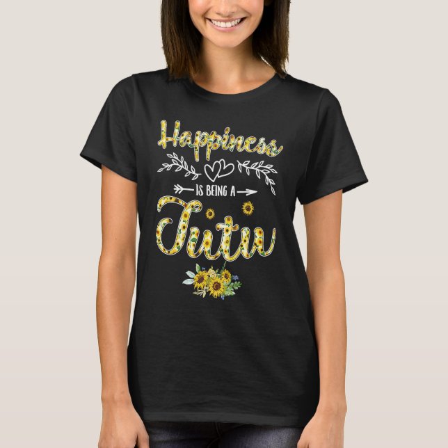 Camiseta Happiness Is Being A Tutu Women Sunflower Decor Gr (Frente)