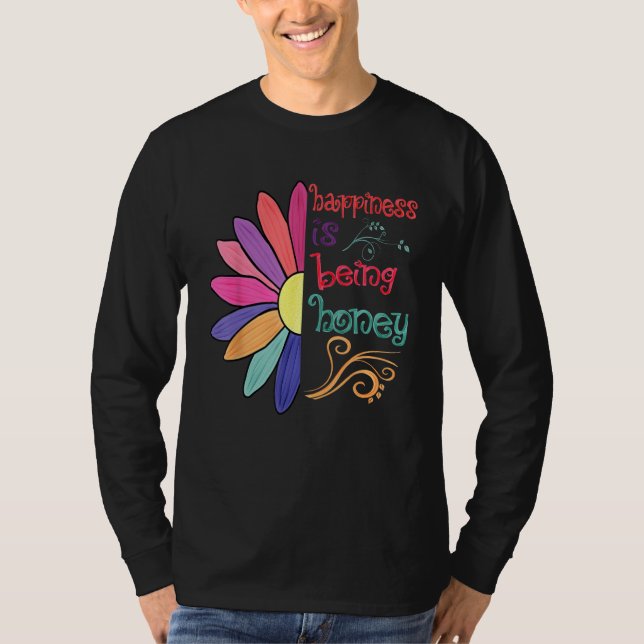 Camiseta Happiness Is Being Honey Grandma To Be Sunflower M (Frente)