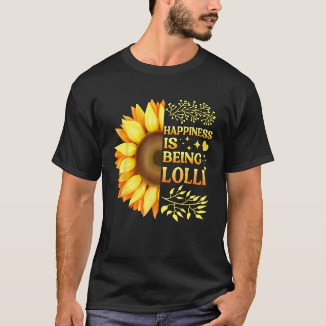 Camiseta Happiness Is Being Lolli Grandma To Be Sunflower M (Frente)