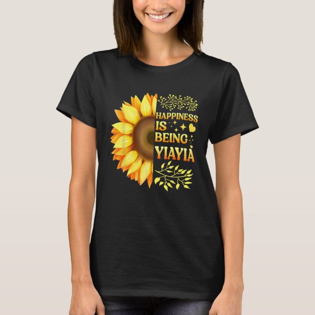Camiseta Happiness Is Being Yiayia Grandma To Be Sunflower  (Frente)
