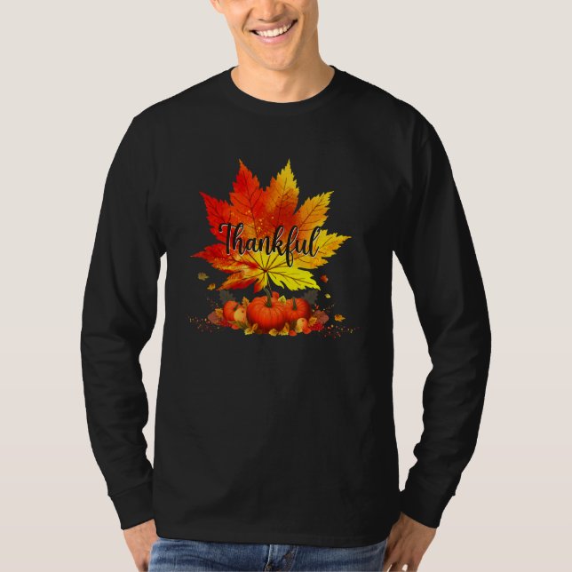 Camiseta Happpy Thanksgiving Day Autumn Fall Maple Leaves T (Frente)