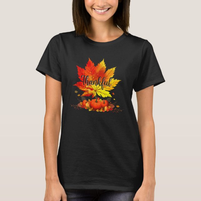 Camiseta Happpy Thanksgiving Day Autumn Fall Maple Leaves T (Frente)