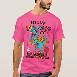 Camiseta Happy100º Dia Da Escola Dinossauro 100 Dias Em Kin