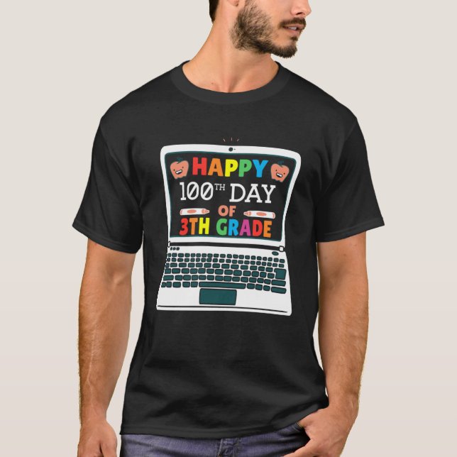 Camiseta Happy 100 Days Of 4th Grade Elementary Teacher Kid (Frente)
