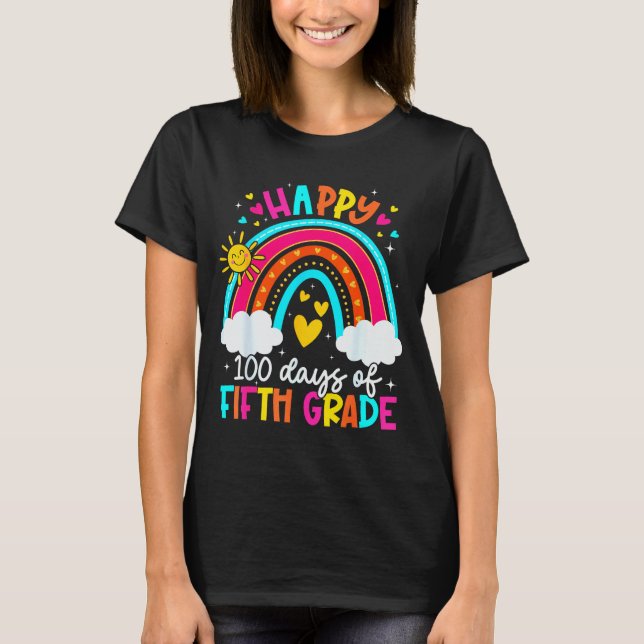 Camiseta Happy 100 Days Of 5th Grade Kids Teacher 100th Day (Frente)