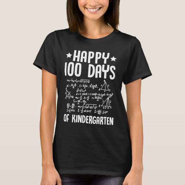 Camiseta Happy 100 Days Of Kindergarten Math Teacher Equati (Frente)