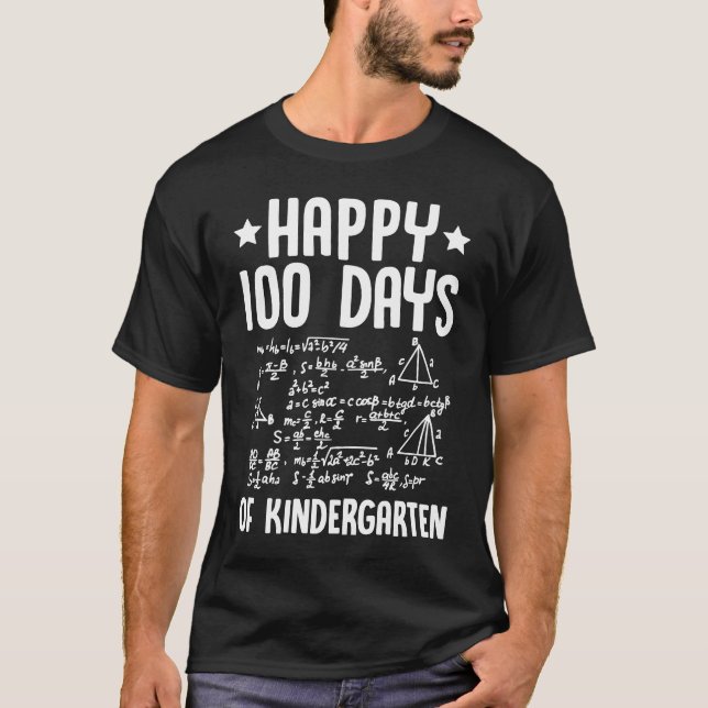 Camiseta Happy 100 Days Of Kindergarten Math Teacher Equati (Frente)