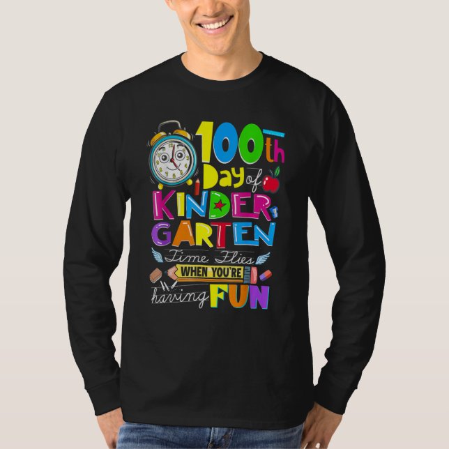 Camiseta Happy 100 Days Of Kindergarten School Teachers Kid (Frente)