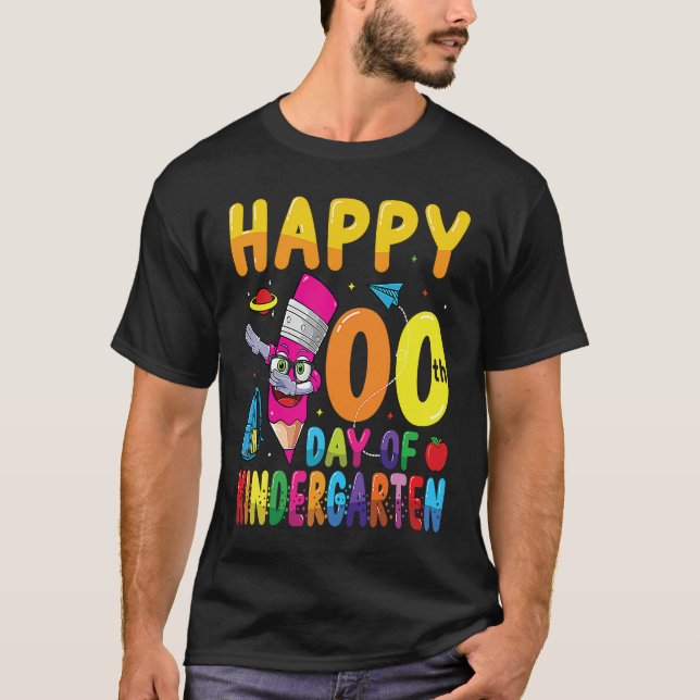 Camiseta Happy 100 Days Of Kindergarten Students 100th Days (Frente)
