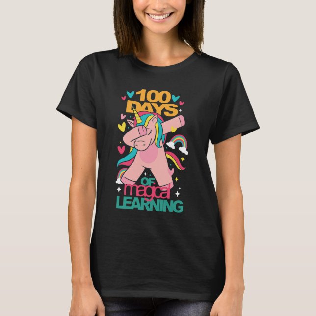 Camiseta happy 100 days of magical learning  unicorn teache (Frente)