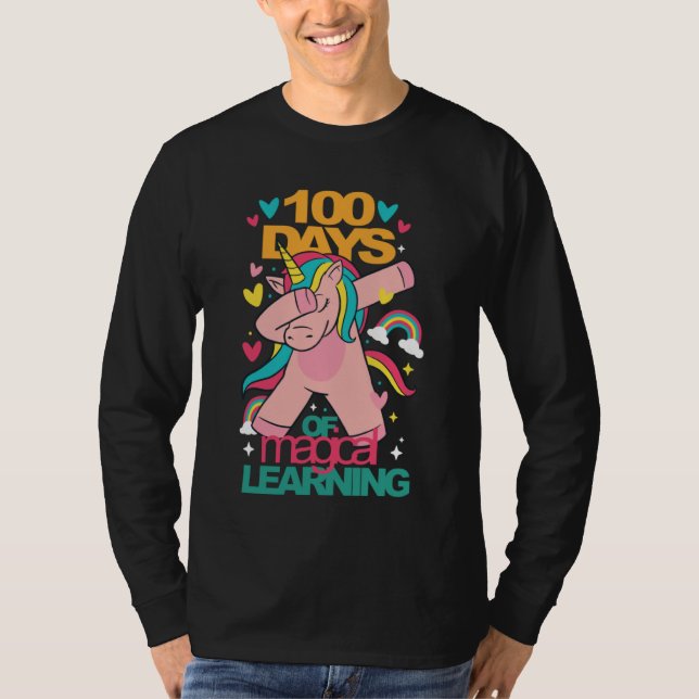 Camiseta happy 100 days of magical learning  unicorn teache (Frente)