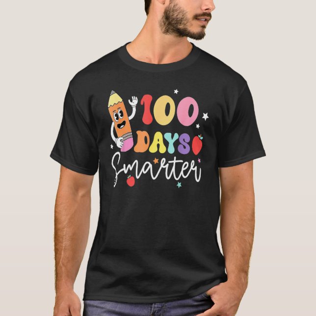 Camiseta Happy 100 Days Of School 100 Days Smarter Brighter (Frente)