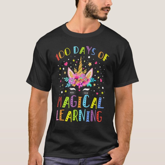 Camiseta Happy 100 Days Of School Magical Learning Unicorn  (Frente)