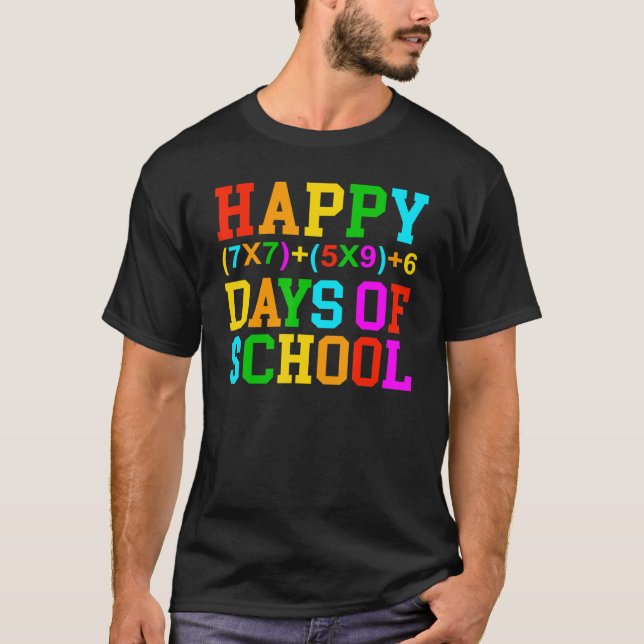Camiseta Happy 100 Days of School Math Teacher 100th Day of (Frente)