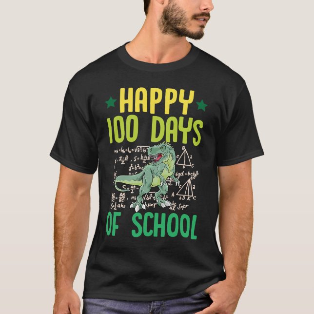 Camiseta Happy 100 Days Of School Rex Dinosaur Math Teacher (Frente)