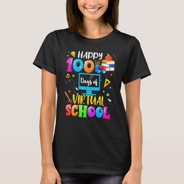Camiseta Happy 100 Days Of Virtual School Smarter Student A (Frente)