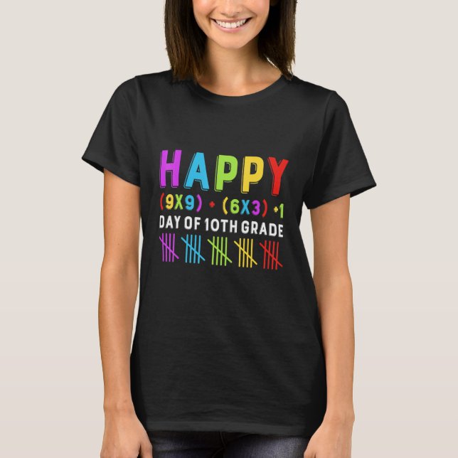 Camiseta Happy 100th Day Of 10th Grade Math Formula Teacher (Frente)