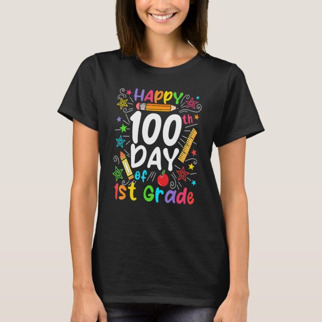 Camiseta Happy 100th Day Of 1st Grade 100 Days Teacher Stud (Frente)