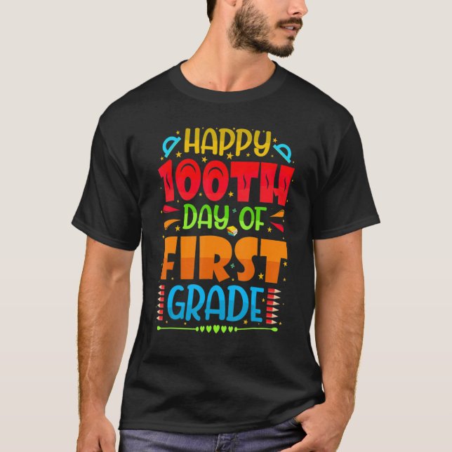 Camiseta Happy 100th Day Of 1st Grade 100 School Days Teach (Frente)