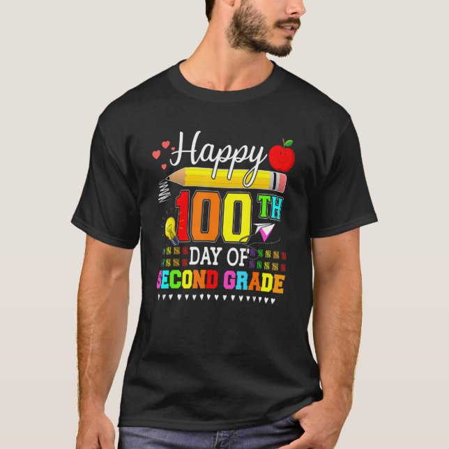 Camiseta Happy 100th Day Of 2nd Grade Second Grade Teacher  (Frente)
