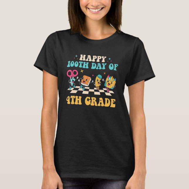 Camiseta Happy 100th Day Of 4th Grade 100 Days Of School Gr (Frente)