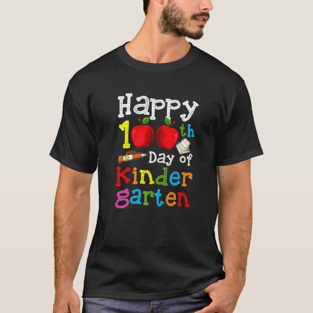 Camiseta Happy 100th Day of Kindergarten  100 Days of Schoo (Frente)