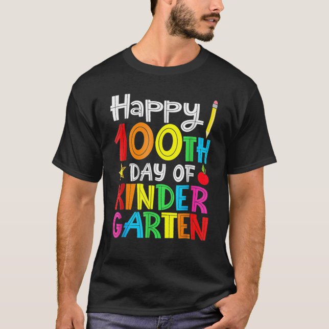 Camiseta Happy 100th Day Of Kindergarten 100 Days Of School (Frente)