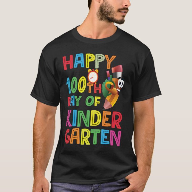 Camiseta Happy 100th Day Of Kindergarten  Pencil 2023 (Frente)
