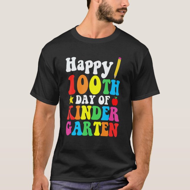 Camiseta Happy 100th Day of Kindergarten School Teacher Stu (Frente)