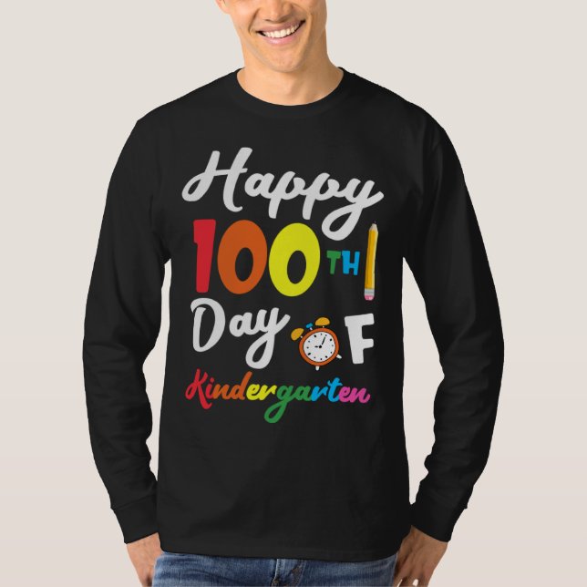 Camiseta Happy 100th Day of Kindergarten Teacher & Student  (Frente)