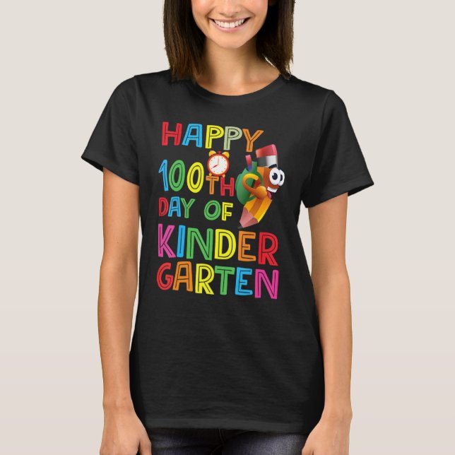 Camiseta Happy 100th Day of Kindergarten Teachers or Studen (Frente)