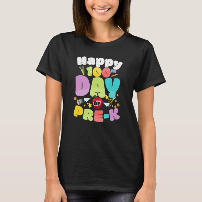Camiseta Happy 100th Day of Pre k  for Teachers Kids (Frente)