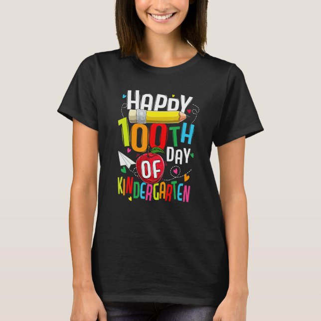 Camiseta Happy 100th Day Of Preschool Teacher 100 days smar (Frente)
