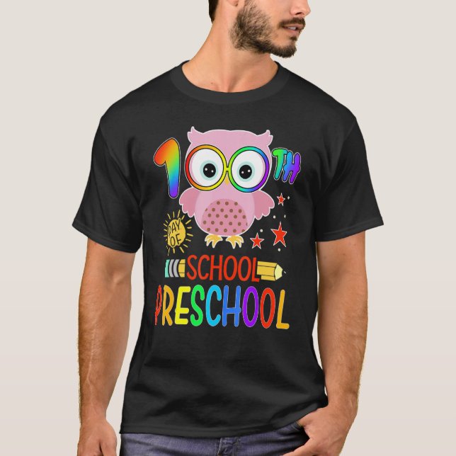 Camiseta Happy 100th day of School  100 days of Preschool T (Frente)