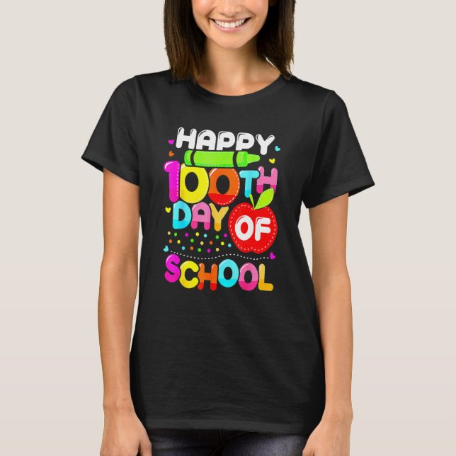 Camiseta Happy 100th Day Of School 100 Days Smarter Cute Te (Frente)