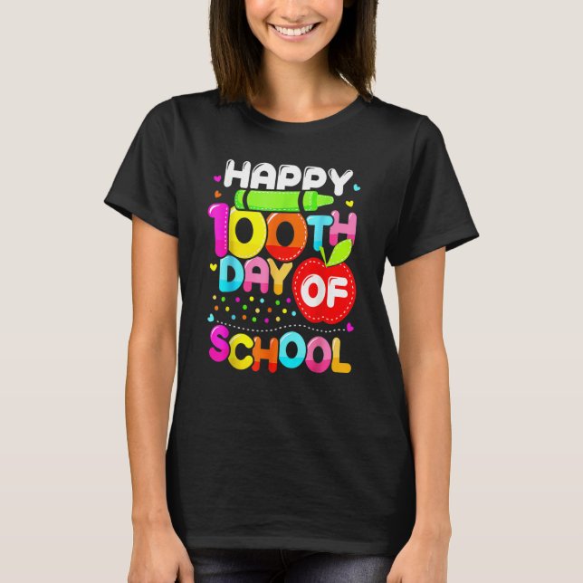 Camiseta Happy 100th Day Of School 100 Days Smarter Cute Te (Frente)