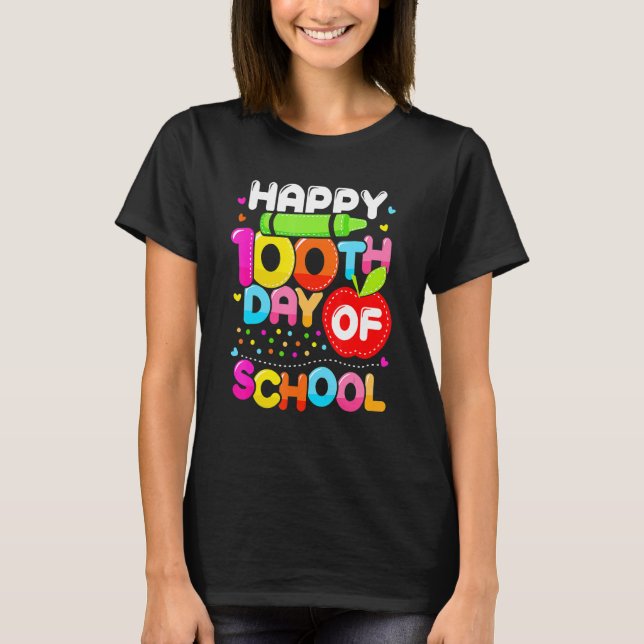 Camiseta Happy 100th Day Of School 100 Days Smarter Cute Te (Frente)