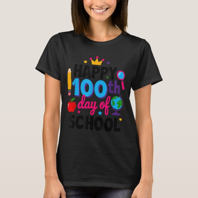 Camiseta Happy 100th Day Of School 100 Days Smarter Teacher (Frente)