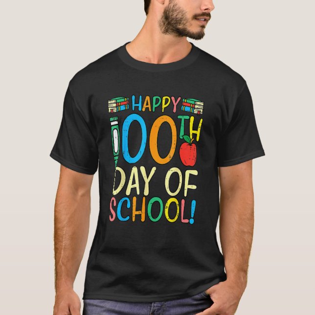 Camiseta Happy 100th Day Of School 100 Days Smarter Teacher (Frente)