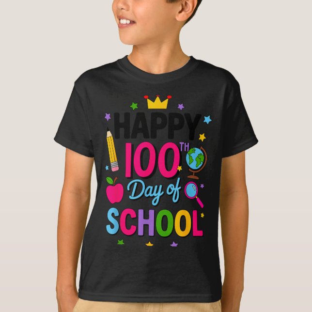 Camiseta Happy 100th Day Of School 100 Days Smarter Teacher (Frente)