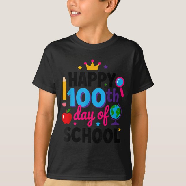 Camiseta Happy 100th Day Of School 100 Days Smarter Teacher (Frente)