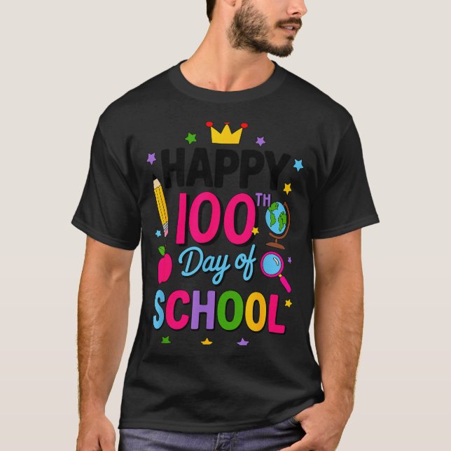 Camiseta Happy 100th Day Of School 100 Days Smarter Teacher (Frente)
