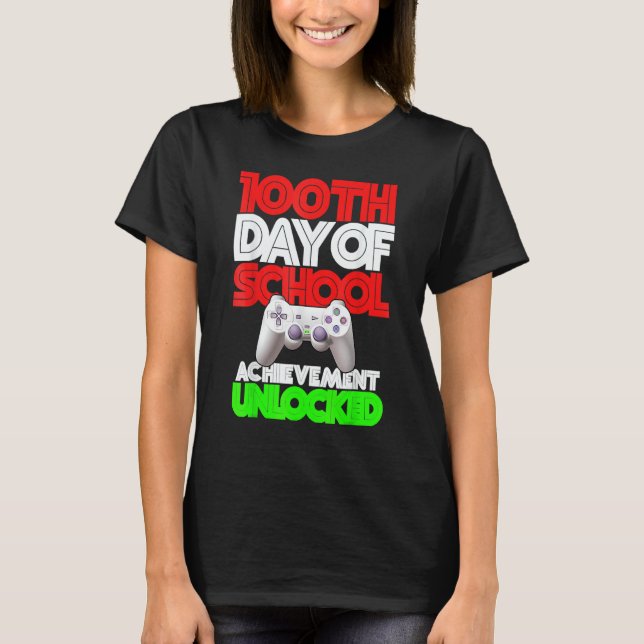 Camiseta Happy 100th Day Of School Achieved Unlocked Video  (Frente)