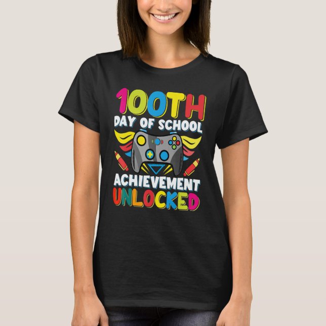 Camiseta Happy 100th Day Of School Achievement Unlocked Boy (Frente)