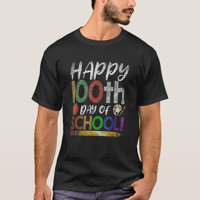 Camiseta Happy 100th Day Of School Boys Girls 100 Days Of S (Frente)